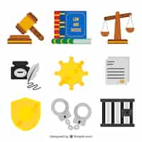 Gratis vector set de elementos de derecho y justicia