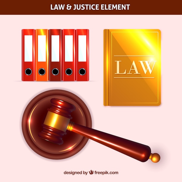 Gratis vector set de elementos de derecho y justicia