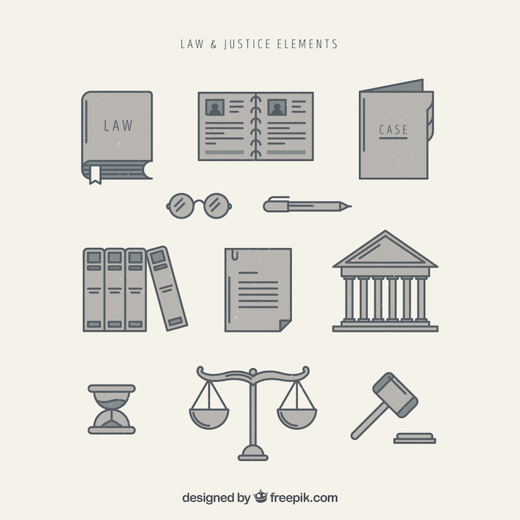 Gratis Vector set de elementos de derecho y justicia 