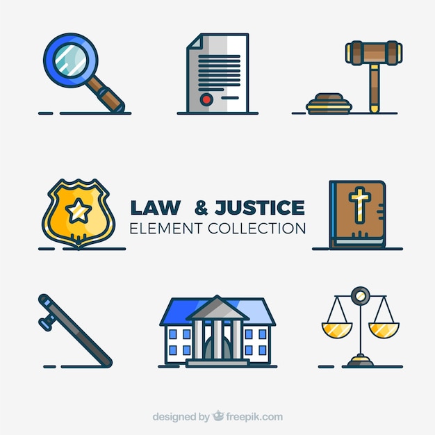 Gratis vector set de elementos de derecho y justicia