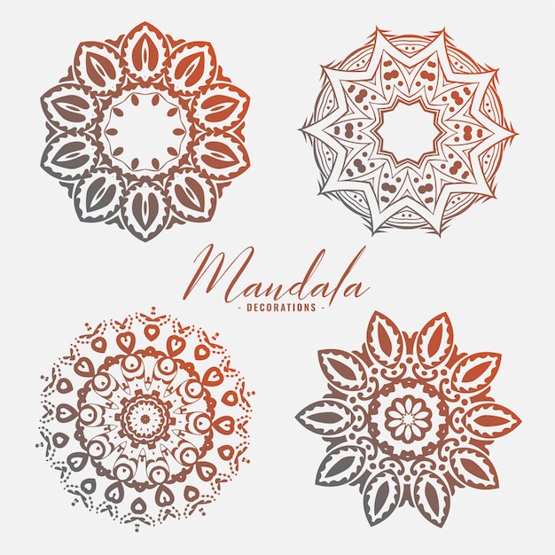 Gratis vector set decoratieve cirkelvormige mandalapatronen