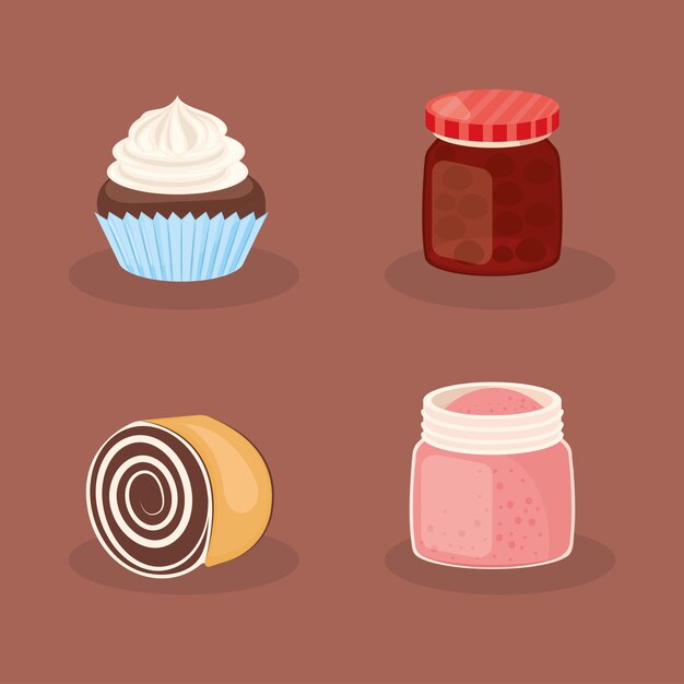 Gratis vector set dessertvoedsel