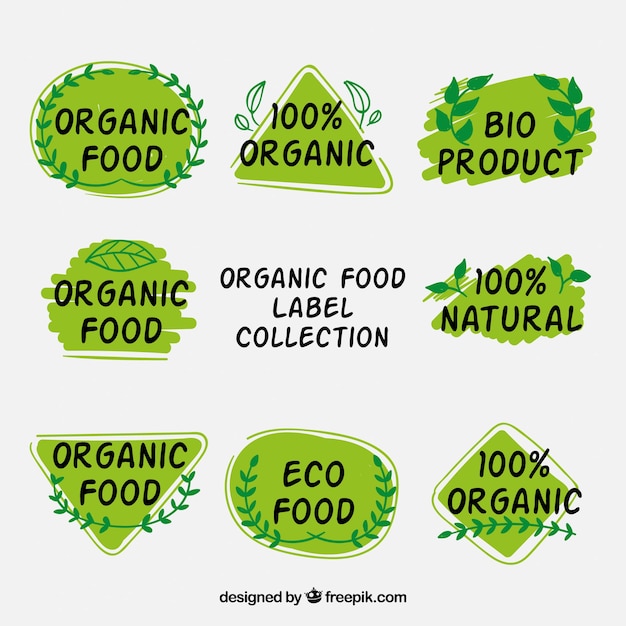 Gratis vector set ecologische stickers met natuurlijke details