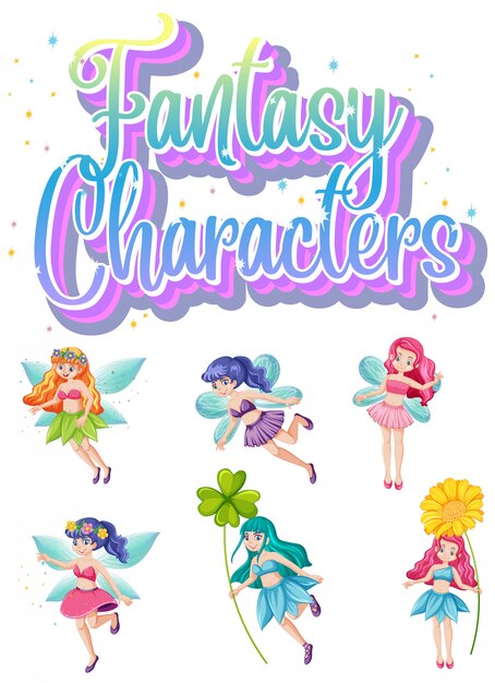 Set fantasy fairy karakters