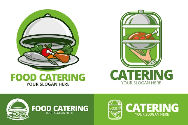 Gratis vector set gedetailleerde cateringlogo's