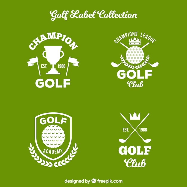 Gratis vector set golf labels in vlakke stijl