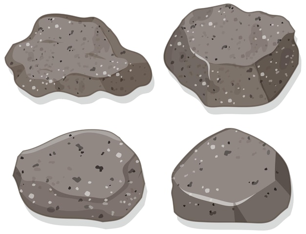 Set granieten stenen geïsoleerd op een witte achtergrond