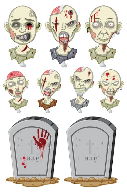 Set halloween zombie-objecten