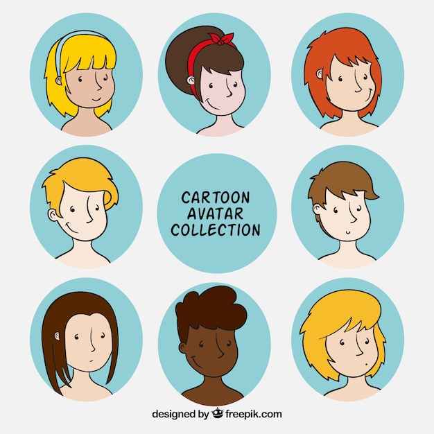 Gratis vector set hand getekende avatars