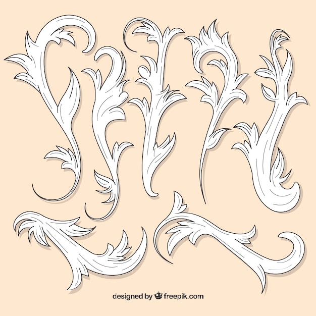 Gratis vector set hand getekende elegante ornamenten