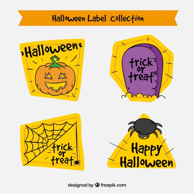 Set hand getekende halloween stickers