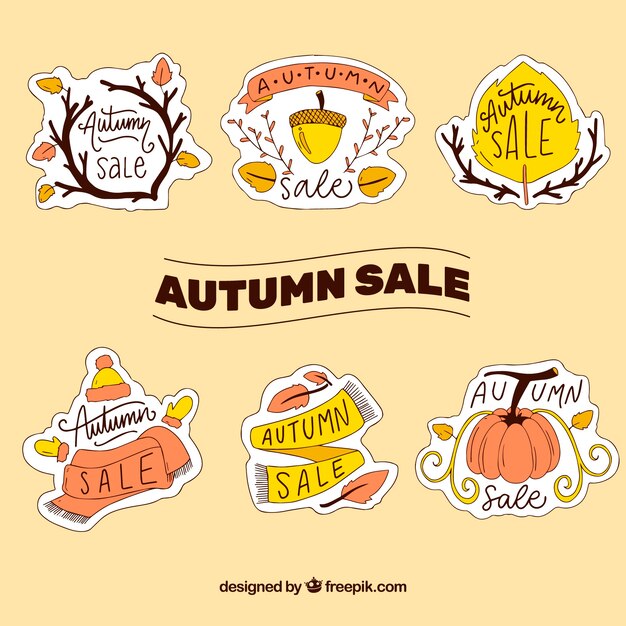 Set hand getekende herfst stickers