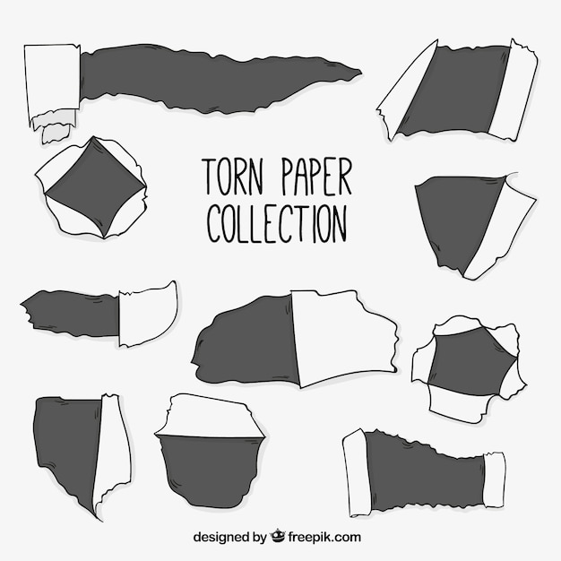 Gratis vector set hand getrokken gescheurd papier