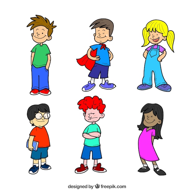 Gratis vector set hand getrokken kinderen tekens