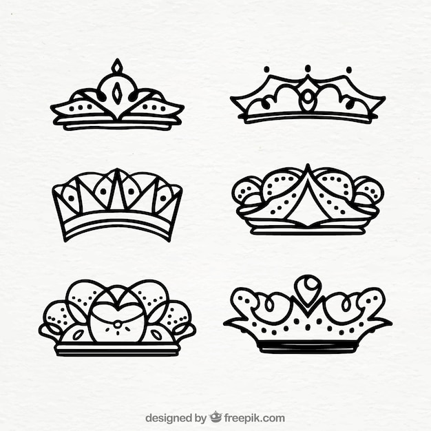 Gratis vector set hand getrokken kronen