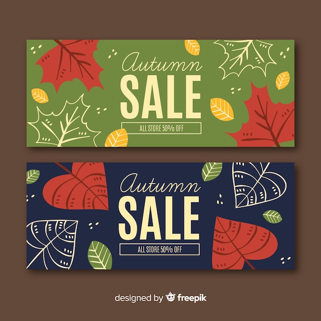 Set herfst banners met bladeren