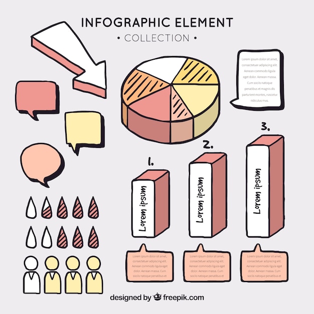 Set infographic elementen in verschillende kleuren