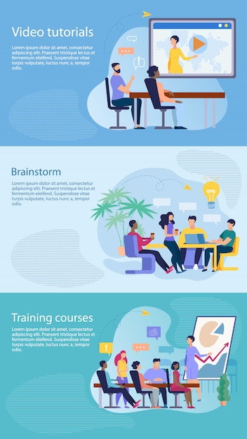 Gratis vector set informatieve flyer is geschreven brainstorm plat