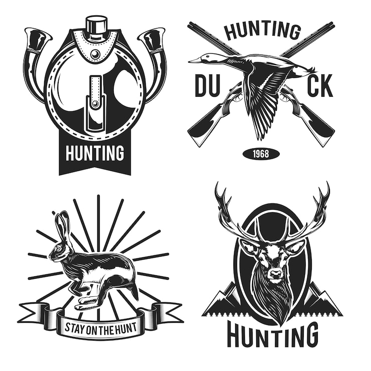 Gratis Vector set jachtemblemen