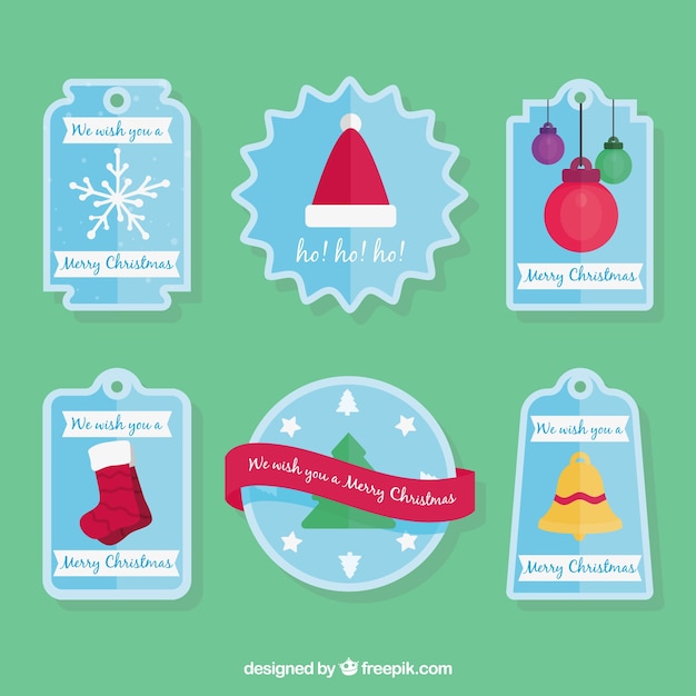 Set kerst labels in platte ontwerp