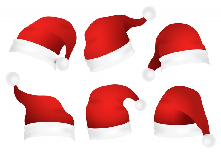 Gratis Vector set kerstmutsen