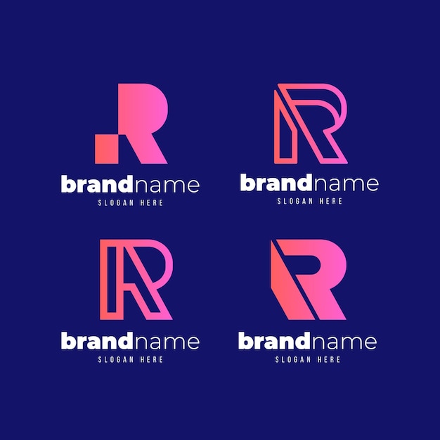 Set kleurovergang r logo sjablonen