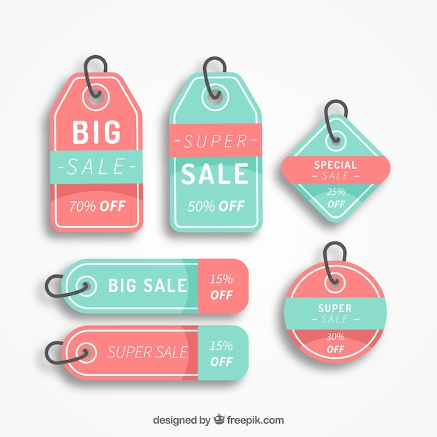 Gratis vector set label van aanbod in plat ontwerp