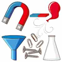 Gratis vector set laboratoriumgereedschap eenvoudige cartoon