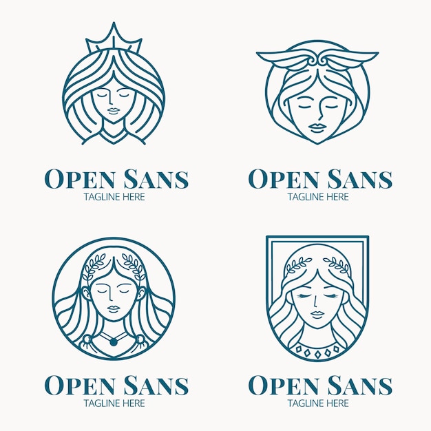 Gratis vector set lineaire platte godin logo-sjablonen