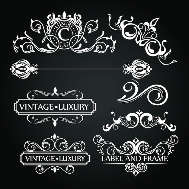 Set luxe ornamenten voor label of logo