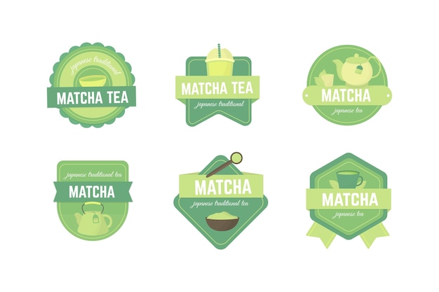 Gratis vector set matcha theebadges