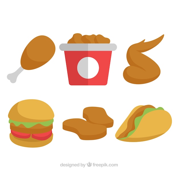 Gratis vector set menu's met gebakken kip