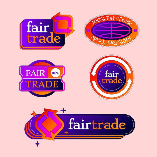 Set met fairtrade-badges met kleurovergang