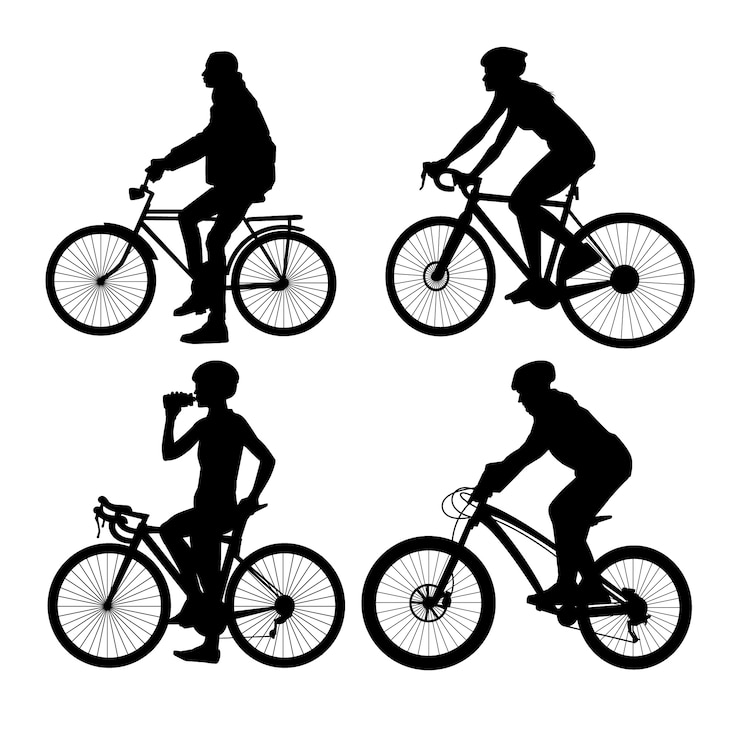 Gratis Vector set met met de hand getekende fietssilhouetten