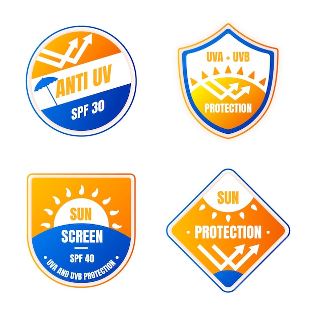 Gratis vector set met uv-badges met kleurovergang