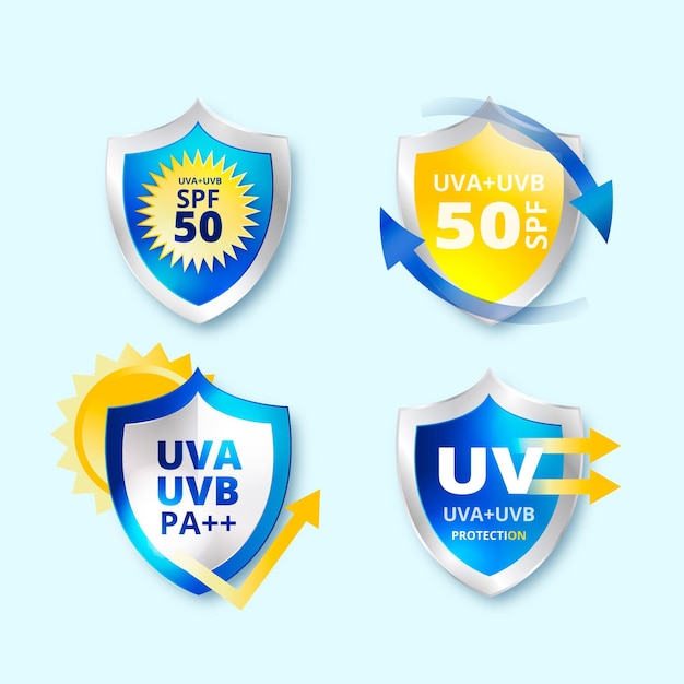 Gratis vector set met uv-badges met kleurovergang