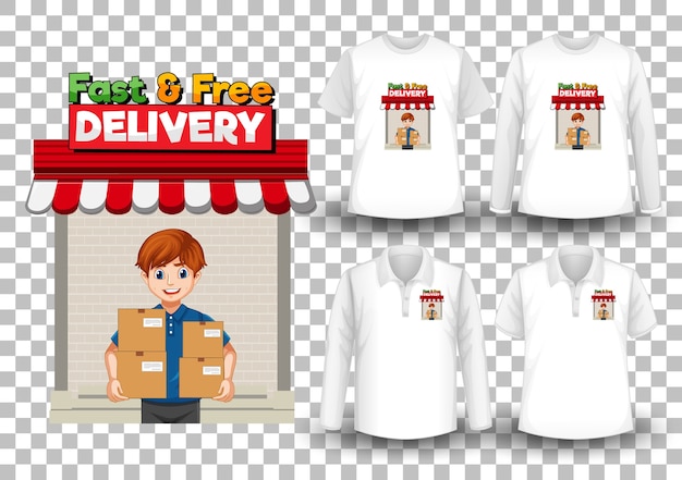 Set mockup-shirt met leveringsthema