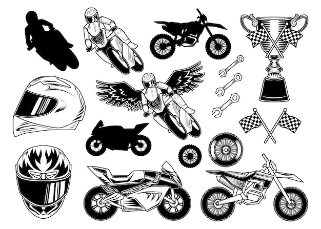 Gratis vector set motorfiets elementen
