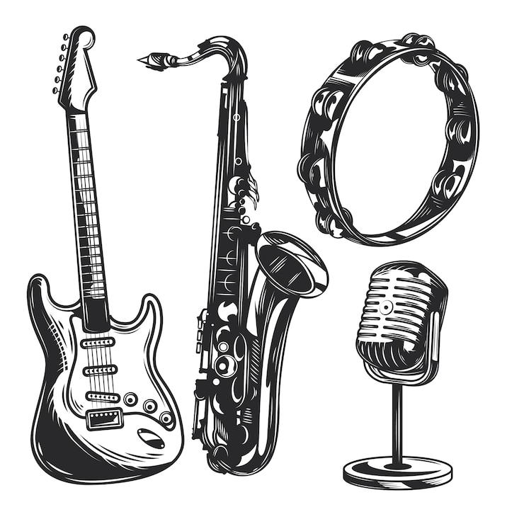 Gratis Vector set muziekinstrumenten