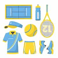 Gratis vector set objectelement van tennistraining en competitie