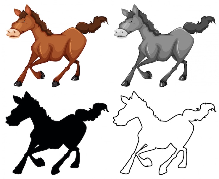 Gratis Vector set paardenkarakter