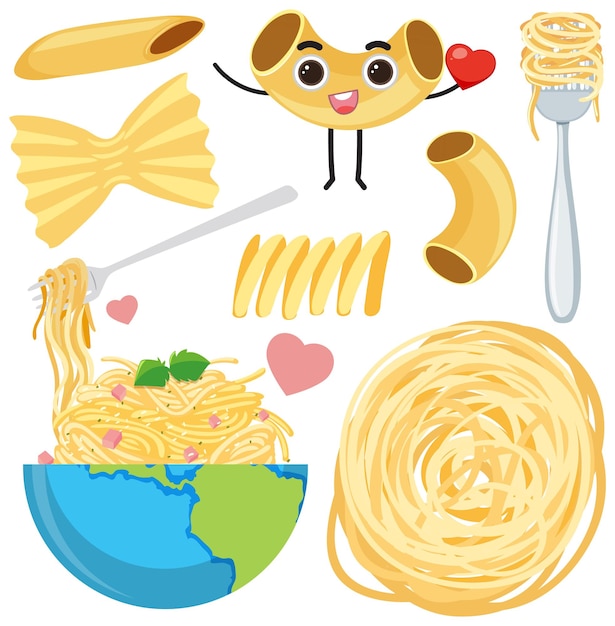 Gratis vector set pasta cartoon