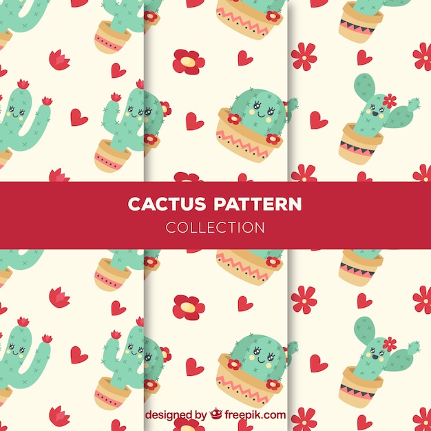 Set patronen met mooie cactussen