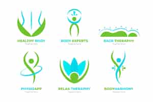 Gratis vector set platte logo-sjablonen voor fysiotherapie