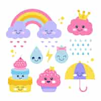 Gratis vector set platte ontwerp chuva de amor decoratie-elementen