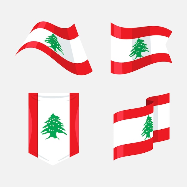 Gratis vector set platte ontwerp libanese vlaggen flag