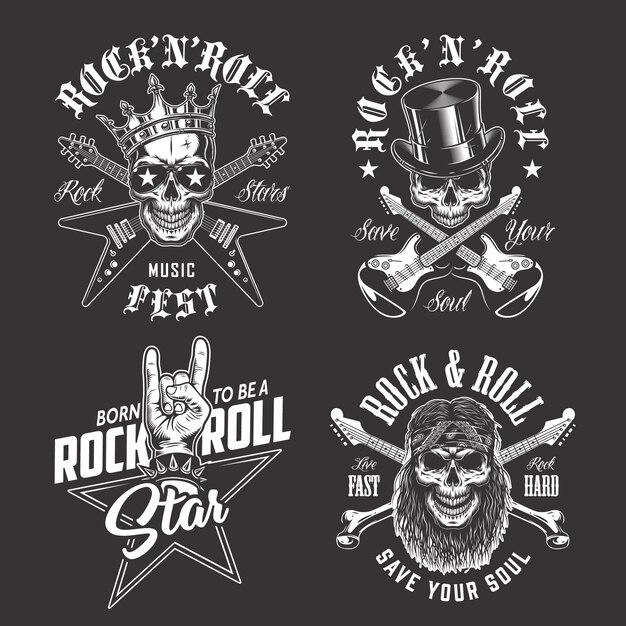 Set rock and roll emblemen