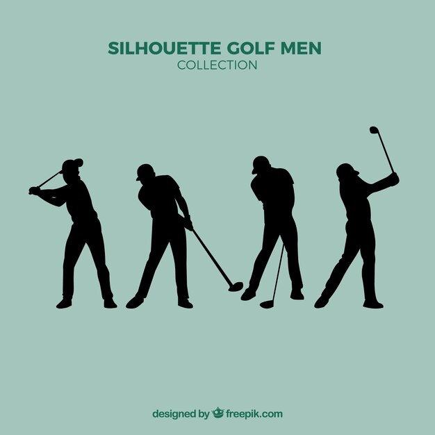 Set silhouetten golf mannen