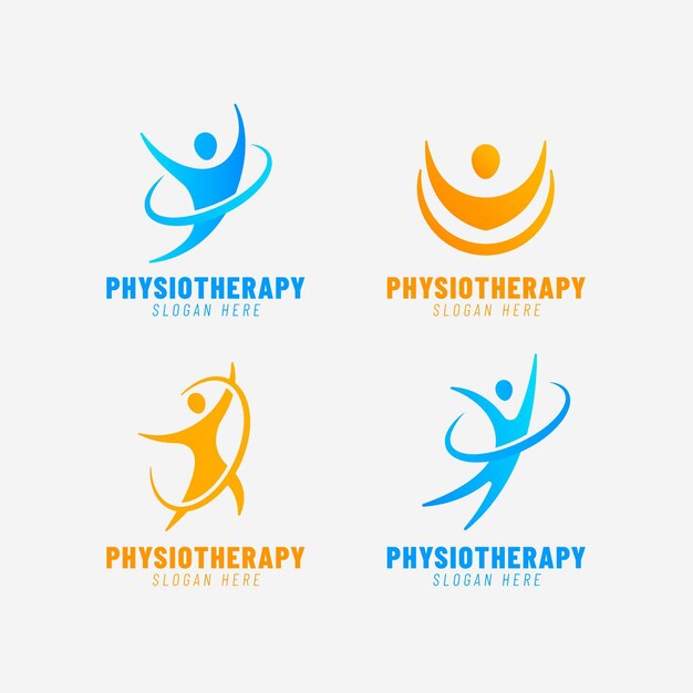 Set sjablonen voor logo's voor fysiotherapie met kleurovergang