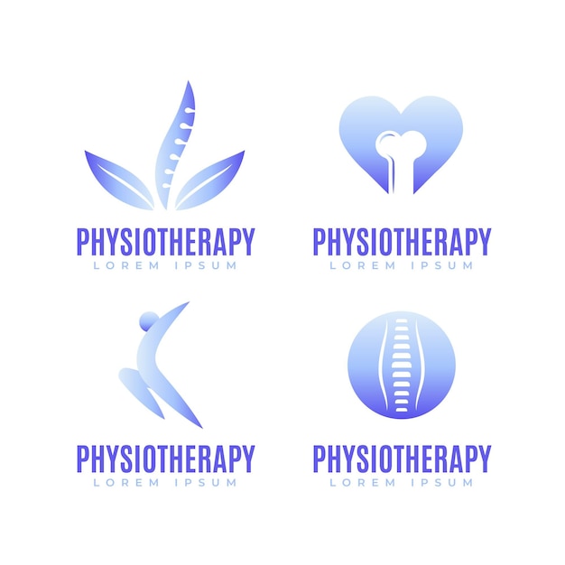 Gratis vector set sjablonen voor logo's voor fysiotherapie met kleurovergang
